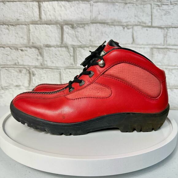 BALLY Exedo Boots St. James Vintage Lace Up Ankle Leather Red 8 - Picture 2 of 13